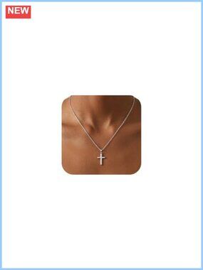 Sterling Silver Cross Necklace 18 Inch Minimalist 3D Pendant